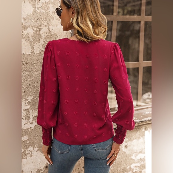 Fiery Passion Red Long Sleeve Blouse - Picture 2 of 4
